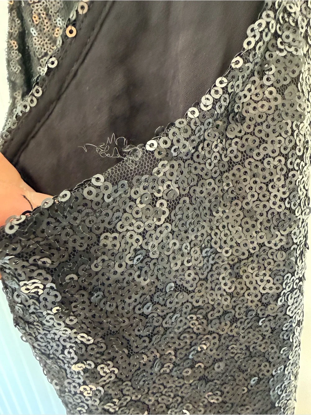 Free People Black Sequin Fit & Flare Mini Dress Open Back Party Cocktail Small